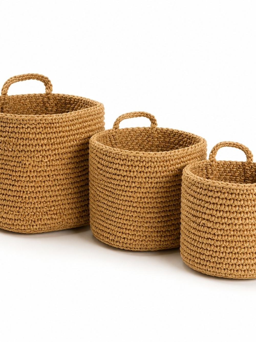 Woven Storage Basket Set - Natural Brown (3-Piece)